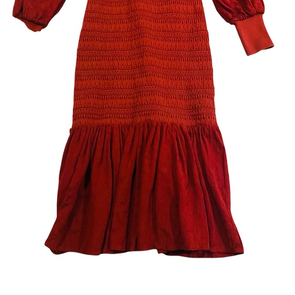 Anthropologie - Smocked Puff-Sleeved Midi Dress Prairie Cottagecore - Picture 8 of 12